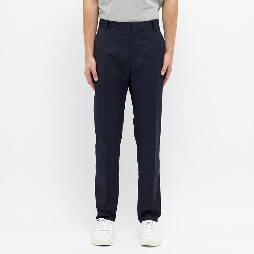 Wood Wood Tristan Trousers Size Small Navy Blue Pants Slim Fit Flat Front 32 EUC